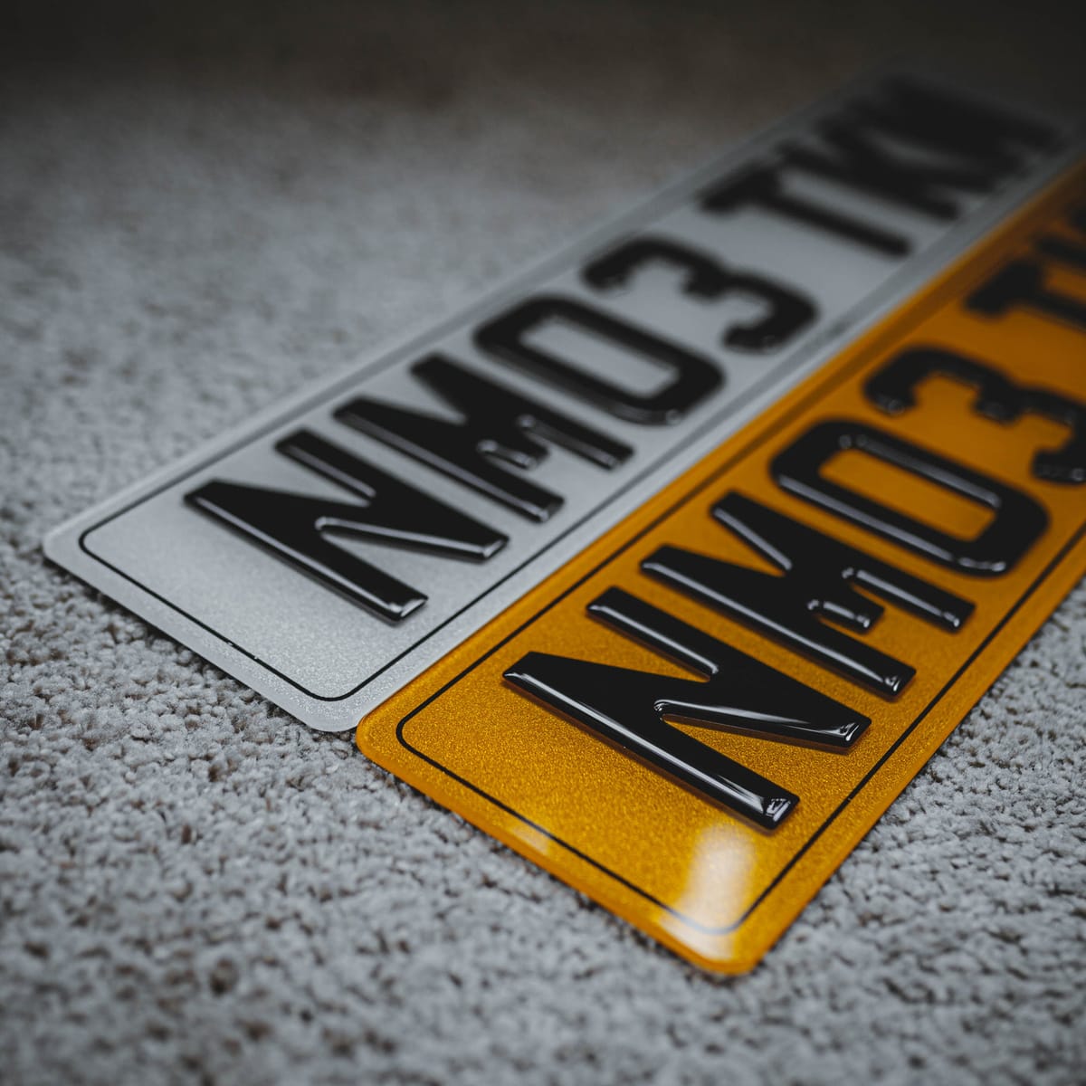 Pair of 4D number plates, front and rear, ready to fit