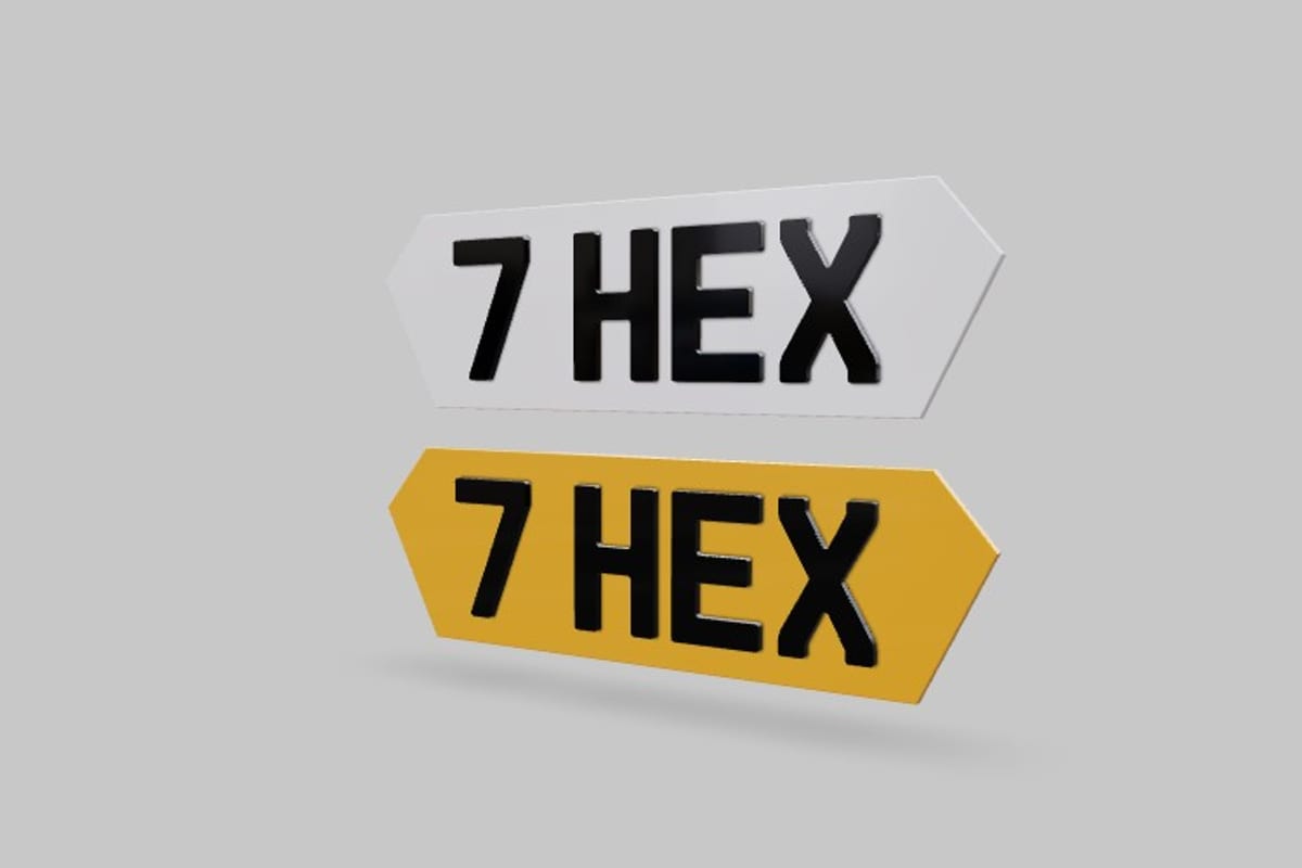 Hex Dynamic plate with 5mm 4D characters, rendered in the plate builder
