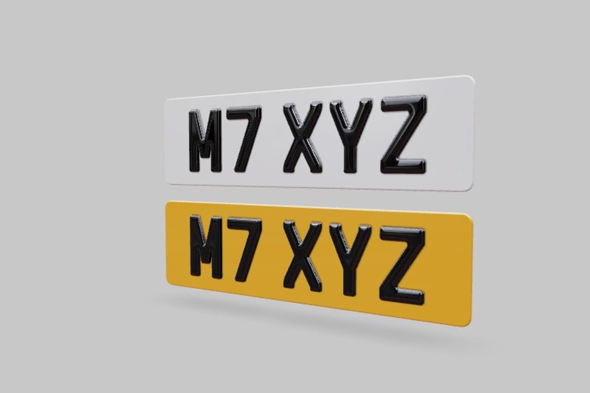 16 inch short number plate with 4D gel characters, rendered in the plate builder